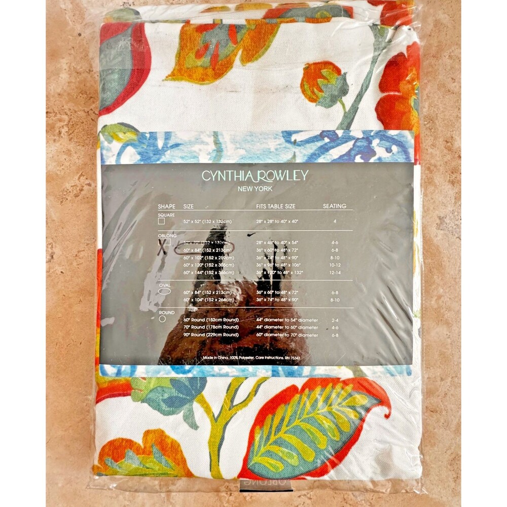 Cynthia Rowley Floral Tablecloth 52x70 Oblong NEW Indoor Outdoor Water Repellent